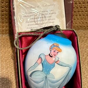New in Box-Hallmark Blue & Silver Cinderella Ornament w/Certificate-Beautiful!